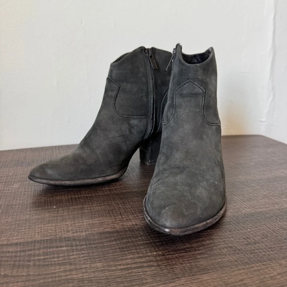 Frye Reina Ankle Boot Faded Black Suede Booties